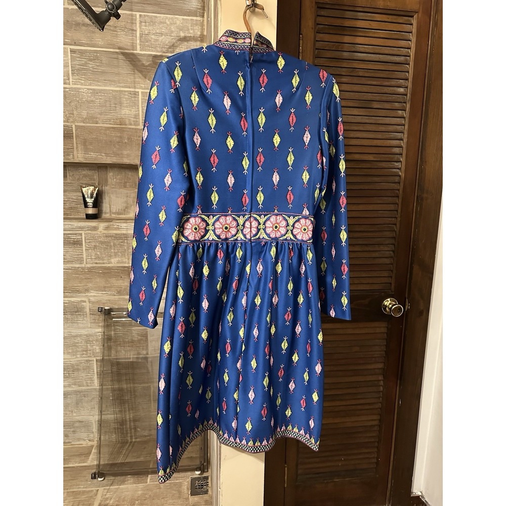 Vintage 1960-1970's Emilio Borghese Blue Pattern Dress - Picture 3 of 3